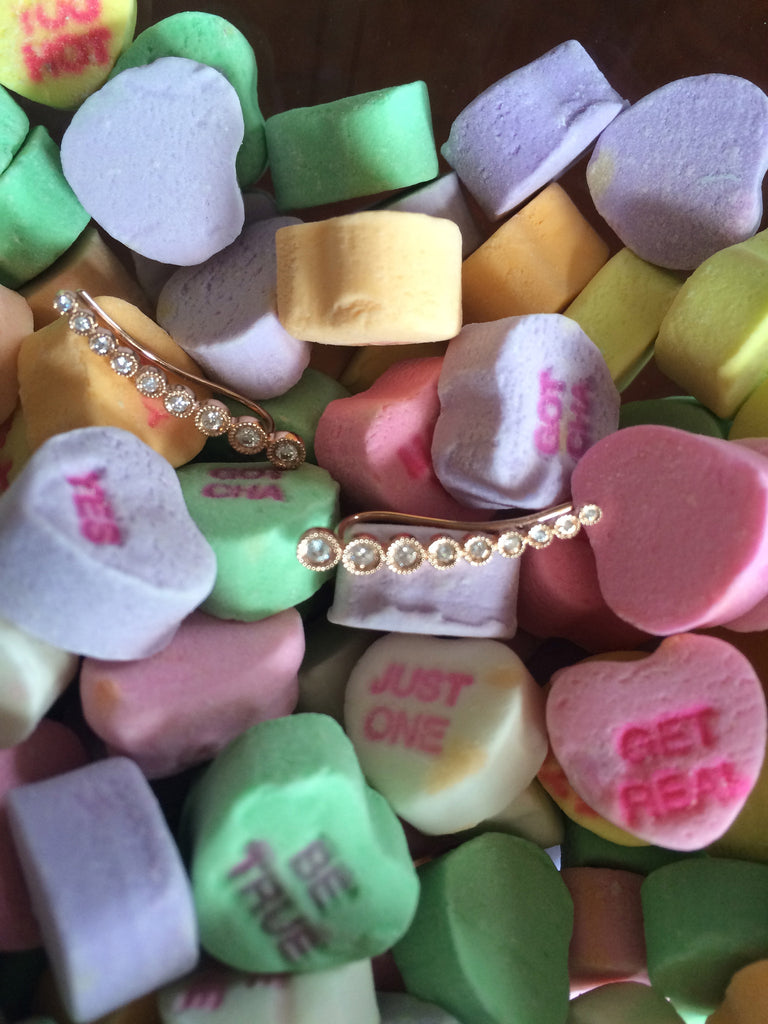 Nevis Pave Diamond Earring Rose Gold - Palme d'Or